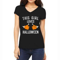 This Girl Loves Happy Halloween Costume Funny For Women Women's V-neck T-shirt | Artistshot