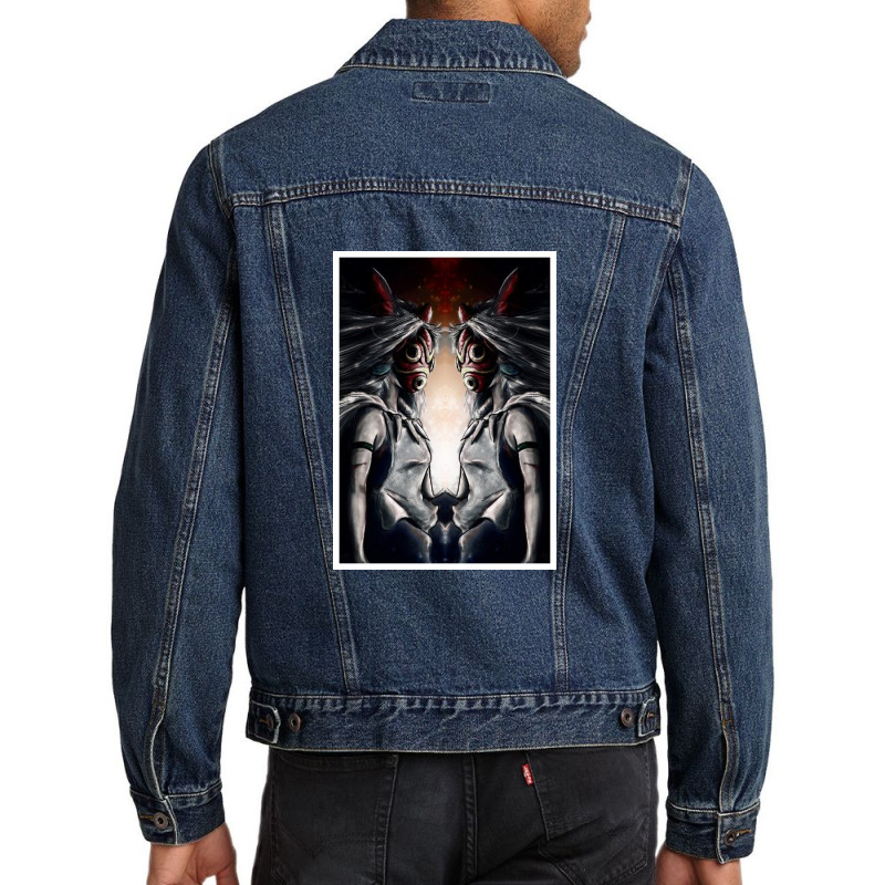 Mononoke Wolf Anime Men Denim Jacket by kartikasari | Artistshot