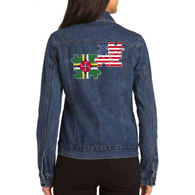 Dominica Usa Dominican American Flag Pullover Hoodie Ladies Denim Jacket by cm-arts | Artistshot