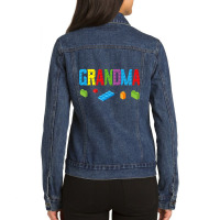 Grandma Master Builder Building Bricks Blocks Family Set Premium T Shi Ladies Denim Jacket | Artistshot