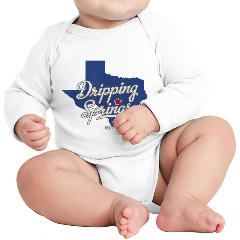 Dripping Springs Texas Tx Map T Shirt Long Sleeve Baby Bodysuit | Artistshot