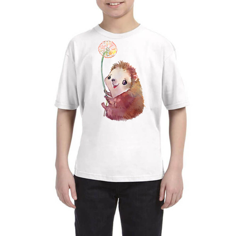 Cute Hedgehog Holding A Dandelion Flower T Shirt Youth Tee by cm-arts | Artistshot