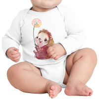 Cute Hedgehog Holding A Dandelion Flower T Shirt Long Sleeve Baby Bodysuit | Artistshot