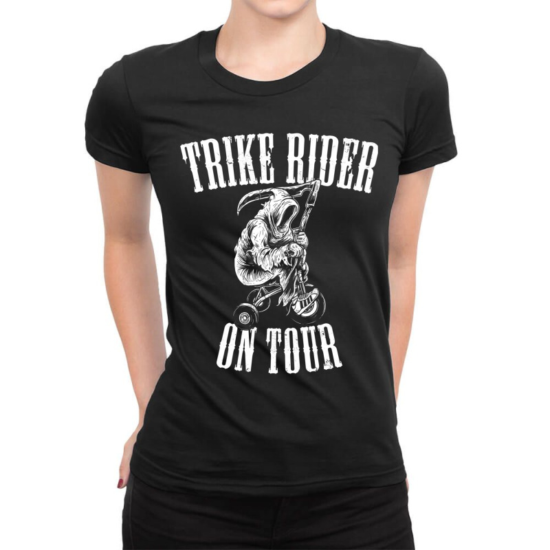 Trike Rider On Tour Ladies Fitted T-Shirt by cm-arts | Artistshot