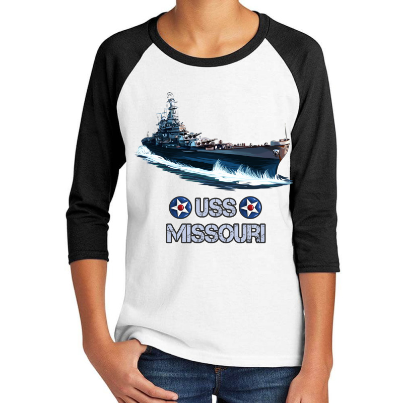 American World War 2 Naval Battleship Uss Missouri Long Sleeve T Shirt Youth 3/4 Sleeve by cm-arts | Artistshot