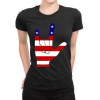 Asl (american Sign Language) Tshirt - I Love You Usa Ladies Fitted T-shirt | Artistshot