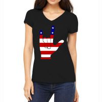 Asl (american Sign Language) Tshirt - I Love You Usa Women's V-neck T-shirt | Artistshot