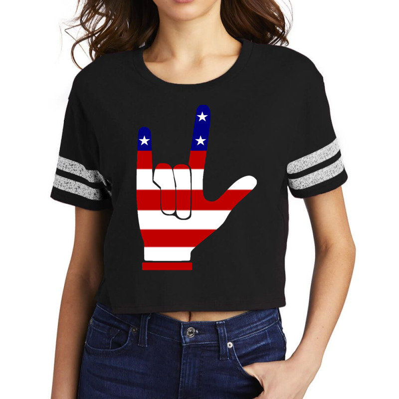 Asl (american Sign Language) Tshirt - I Love You Usa Scorecard Crop Tee by cm-arts | Artistshot