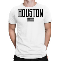 Houston Texas Us Flag Vintage Text Olive Green W Black Print T Shirt T-shirt | Artistshot