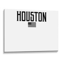 Houston Texas Us Flag Vintage Text Olive Green W Black Print T Shirt Metal Print Horizontal | Artistshot