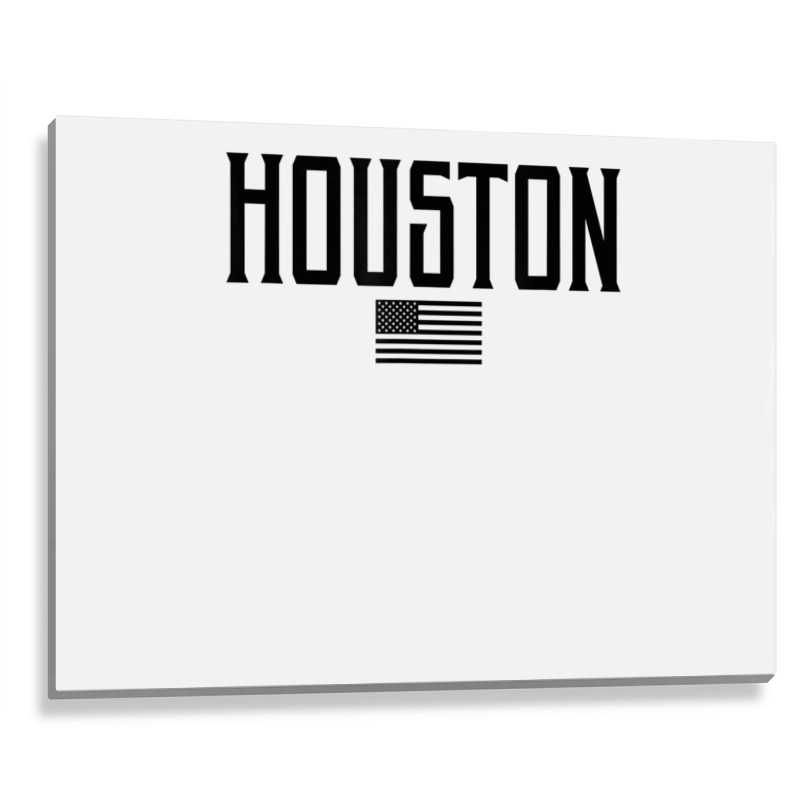 Houston Texas Us Flag Vintage Text Olive Green W Black Print T Shirt Metal Print Horizontal | Artistshot