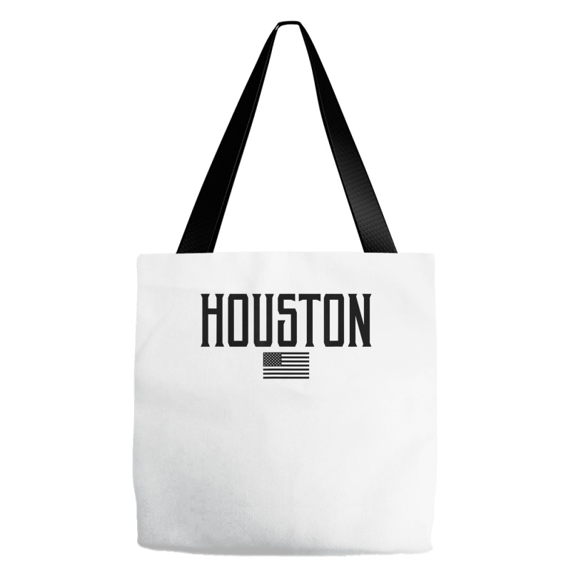 Houston Texas Us Flag Vintage Text Olive Green W Black Print T Shirt Tote Bags | Artistshot