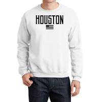 Houston Texas Us Flag Vintage Text Olive Green W Black Print T Shirt Crewneck Sweatshirt | Artistshot