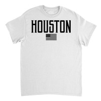 Houston Texas Us Flag Vintage Text Olive Green W Black Print T Shirt Classic T-shirt | Artistshot