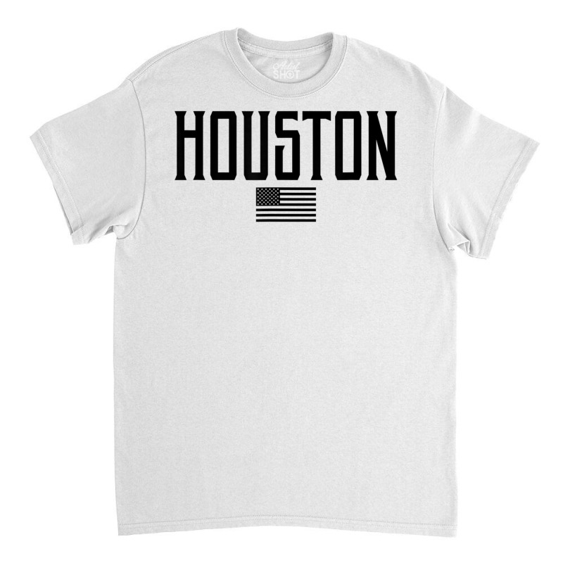 Houston Texas Us Flag Vintage Text Olive Green W Black Print T Shirt Classic T-shirt | Artistshot