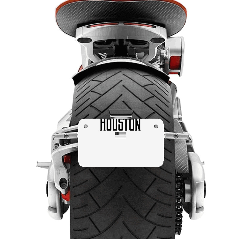 Houston Texas Us Flag Vintage Text Olive Green W Black Print T Shirt Motorcycle License Plate | Artistshot