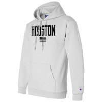 Houston Texas Us Flag Vintage Text Olive Green W Black Print T Shirt Champion Hoodie | Artistshot