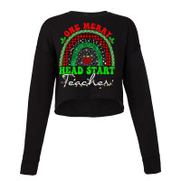 One Merry Head Start Teacher Rainbow Buffalo Plaid Christmas T Shirt Cropped Sweater | Artistshot