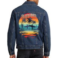 Surfing T  Shirtsurfing Surfer Summer Vacation Sunset T  Shirt Men Denim Jacket | Artistshot