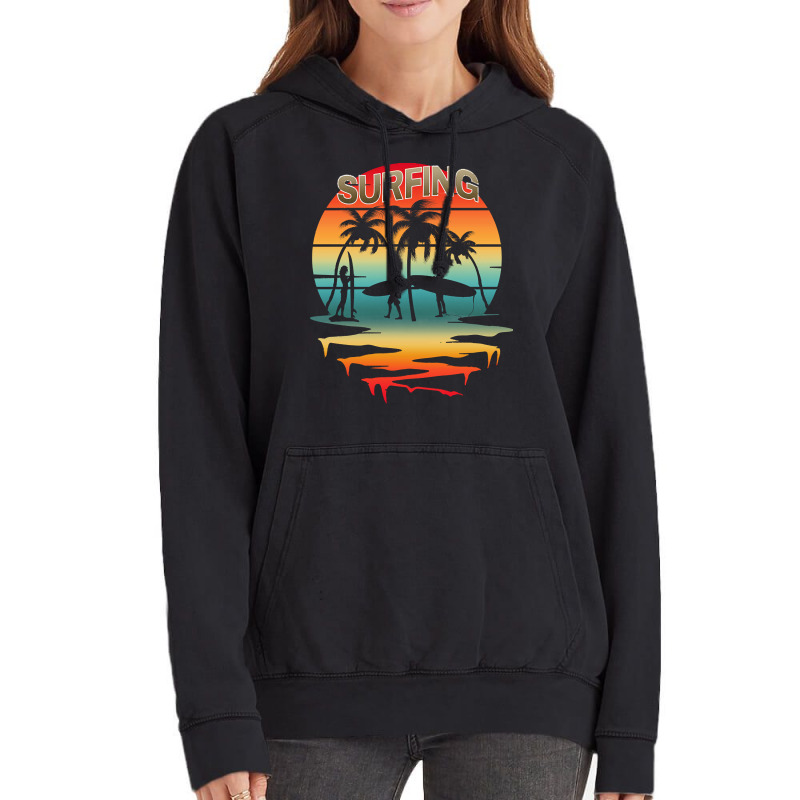 Surfing T  Shirtsurfing Surfer Summer Vacation Sunset T  Shirt Vintage Hoodie | Artistshot