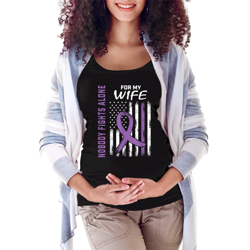 Nobody Fights Alone Wife Alzheimers Awareness American Flag T Shirt Maternity Scoop Neck T-shirt by cm-arts | Artistshot