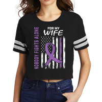 Nobody Fights Alone Wife Alzheimers Awareness American Flag T Shirt Scorecard Crop Tee | Artistshot