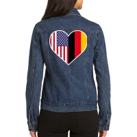 German American Heart United States Of America Germany Gift Pullover H Ladies Denim Jacket | Artistshot