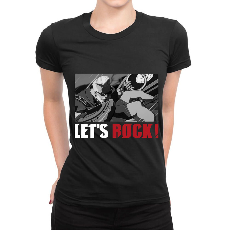 Monochrome Goldlewis Dickinson Guilty Gear Strive Lets Rock Ladies Fitted T-Shirt by cm-arts | Artistshot