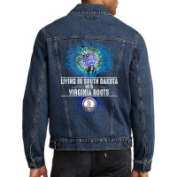 South Dakota Home Virginia Roots State Tree Flag Gift Tank Top Men Denim Jacket | Artistshot