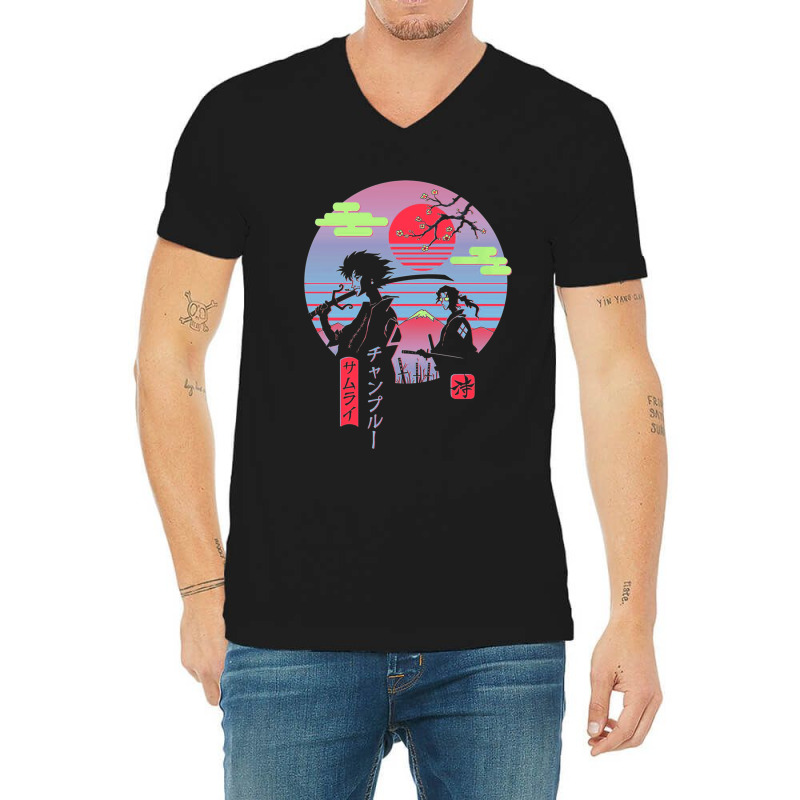 Neon Austetic Retro Chillhop V-Neck Tee by cm-arts | Artistshot