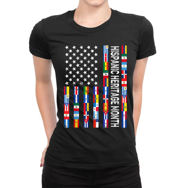 Latin American Flag Hispanic Heritage Month All Countries Ladies Fitted T-Shirt by SandraMarianela | Artistshot