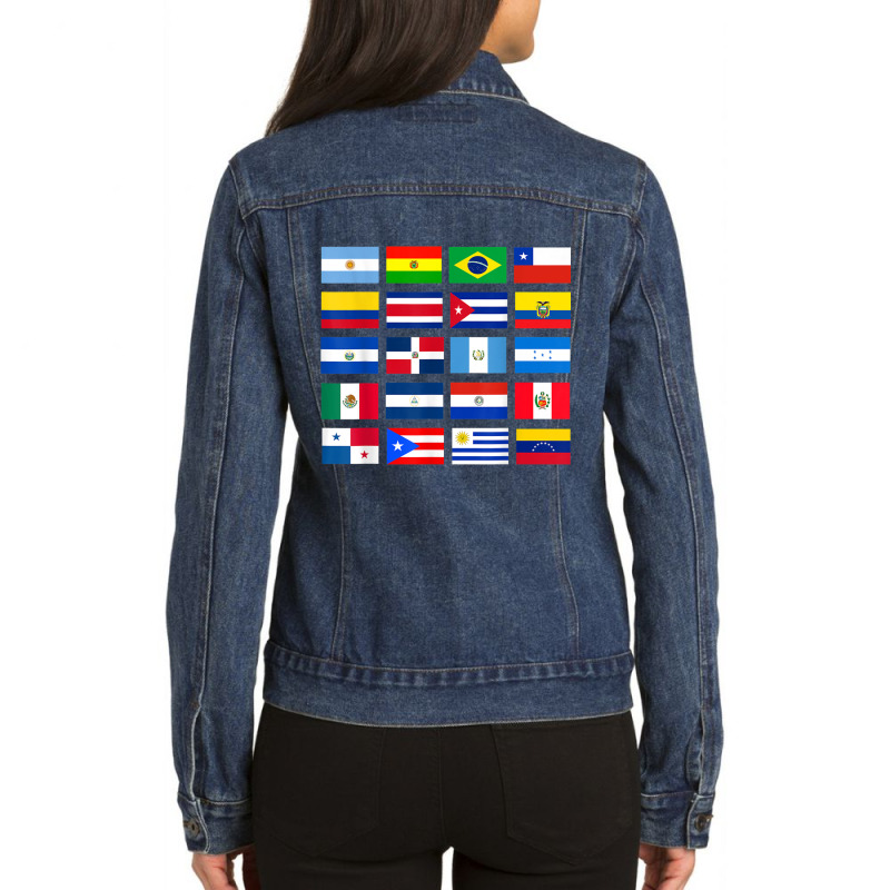 Latin American Flags Hispanic Heritage Month Ladies Denim Jacket by SandraMarianela | Artistshot