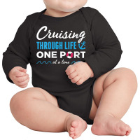 Womens Cruising Through Life One Port At A Time Cruise Vacation V Neck Long Sleeve Baby Bodysuit | Artistshot