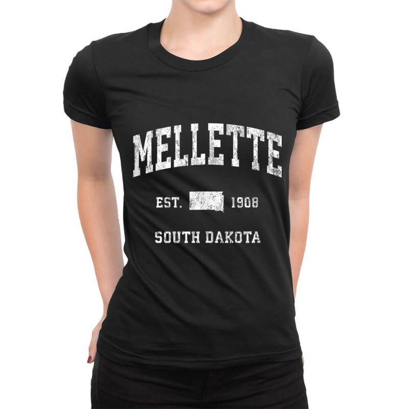 Mellette South Dakota Sd Vintage Athletic Sports Design Tank Top Ladies Fitted T-Shirt by cm-arts | Artistshot