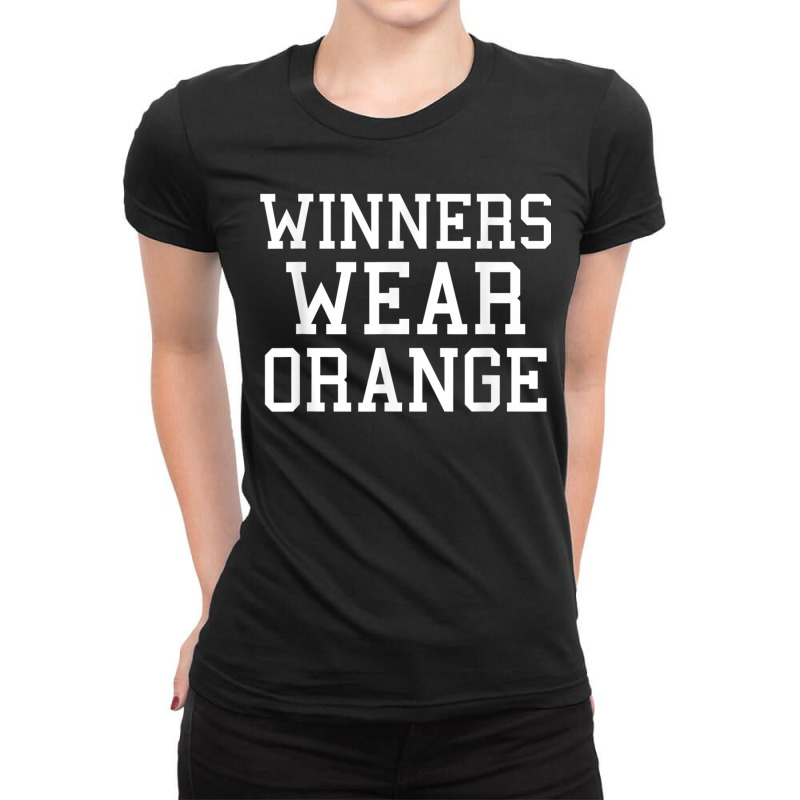 Winners Wear Orange Color War Camp Team Game Competition Ladies Fitted T-Shirt by StarActon | Artistshot