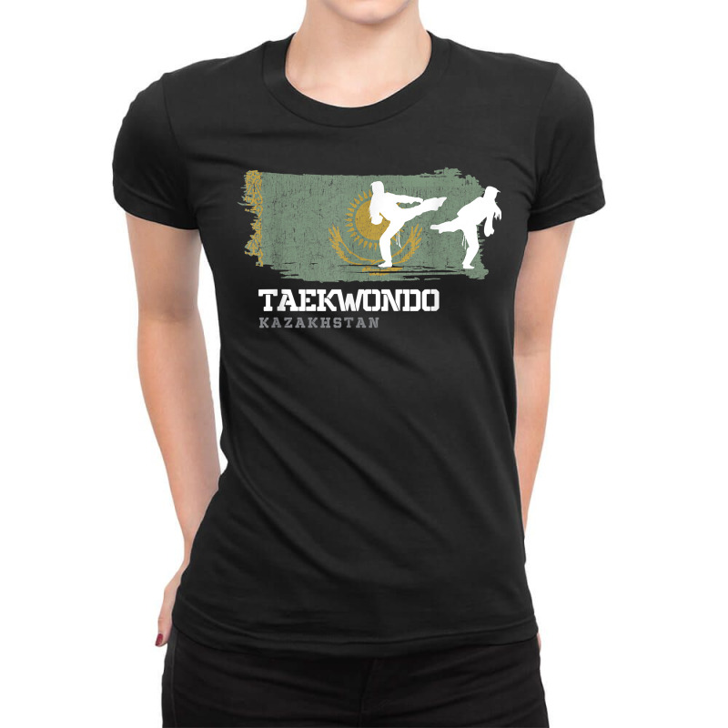 Womens Taekwondo Kazakhstan Combat Sports Martial Arts T Shirt Ladies Fitted T-Shirt by melliebowleli | Artistshot