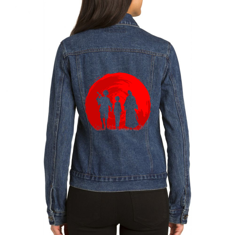 Samurai Sunset Ladies Denim Jacket by cm-arts | Artistshot