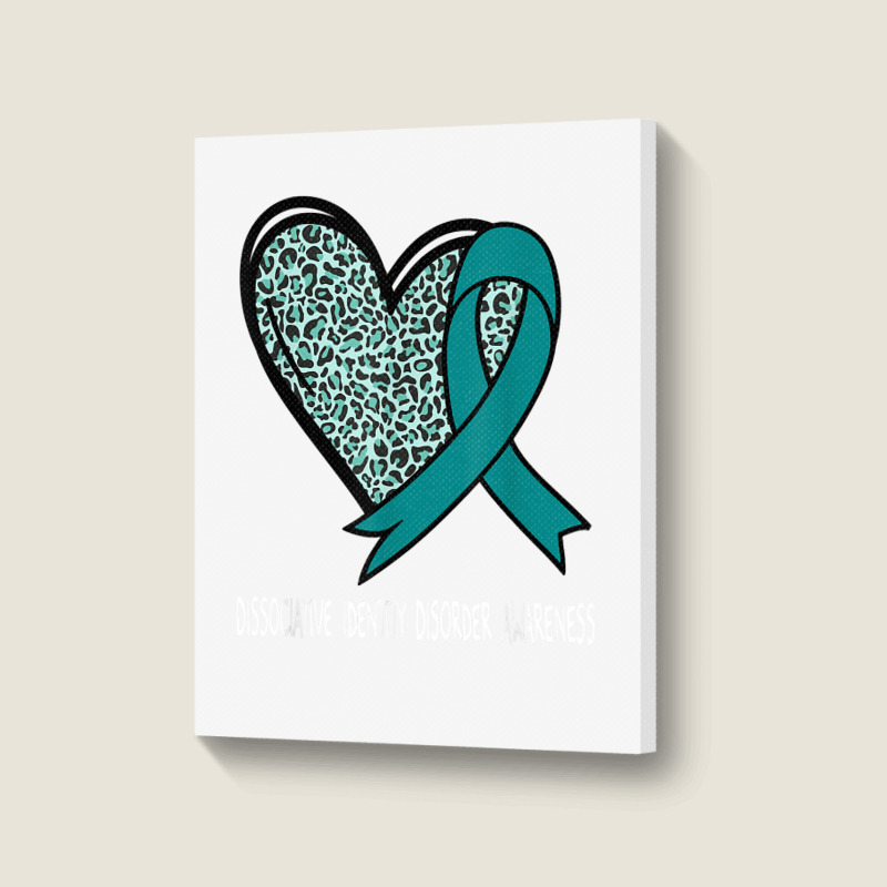 Leopard Heart Dissociative Identity Disorder Awareness Teal T Shirt Portrait Canvas Print | Artistshot