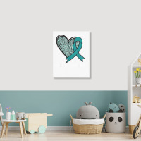 Leopard Heart Dissociative Identity Disorder Awareness Teal T Shirt Portrait Canvas Print | Artistshot