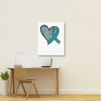 Leopard Heart Dissociative Identity Disorder Awareness Teal T Shirt Portrait Canvas Print | Artistshot