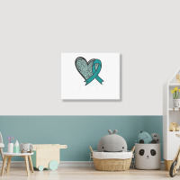 Leopard Heart Dissociative Identity Disorder Awareness Teal T Shirt Landscape Canvas Print | Artistshot