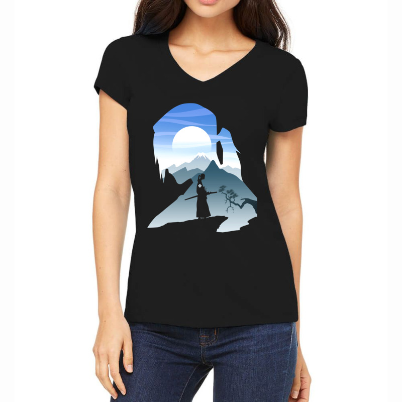 Sky And Samurai Women's V-Neck T-Shirt by cm-arts | Artistshot