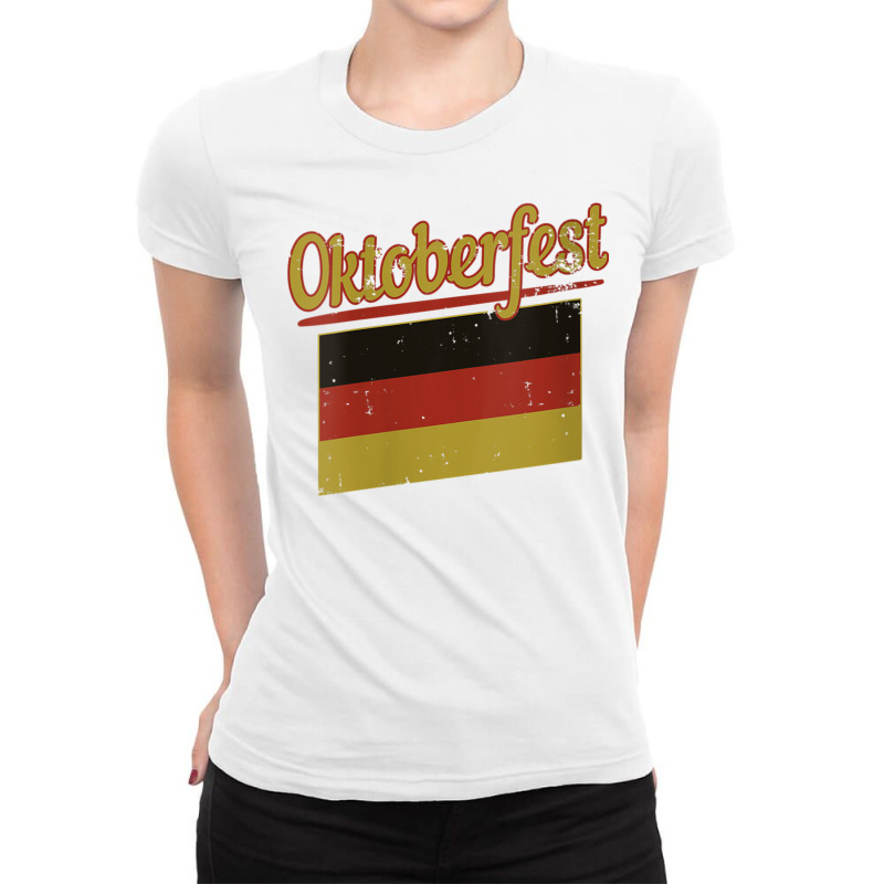 Womens Oktoberfest German Flag Beer Drinking Celebration V Neck T Shir Ladies Fitted T-Shirt by cm-arts | Artistshot