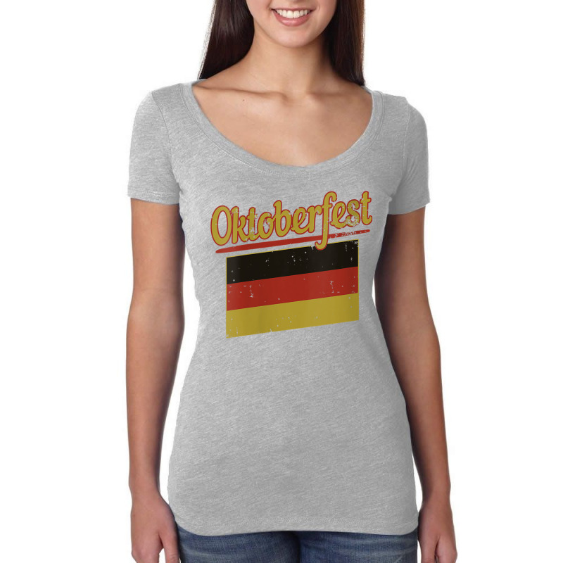 Womens Oktoberfest German Flag Beer Drinking Celebration V Neck T Shir Women's Triblend Scoop T-shirt by cm-arts | Artistshot