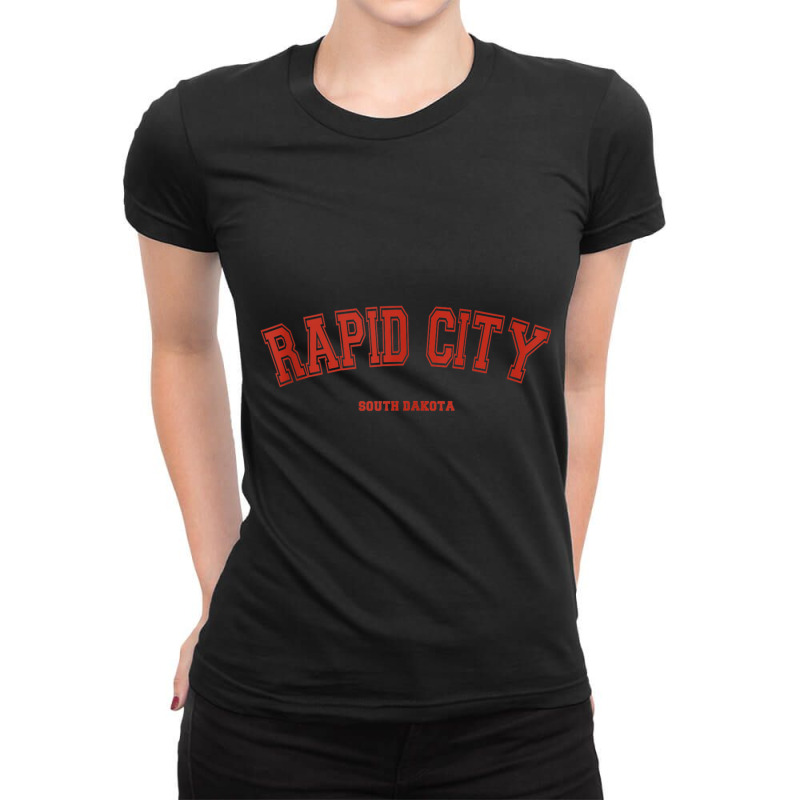 Rapid City South Dakota Sd Red Letter Graphic On Rapid City Tank Top Ladies Fitted T-Shirt by cm-arts | Artistshot