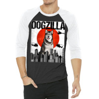 Funny Vintage Japanese Dogzilla Alaskan Malamute 3/4 Sleeve Shirt | Artistshot