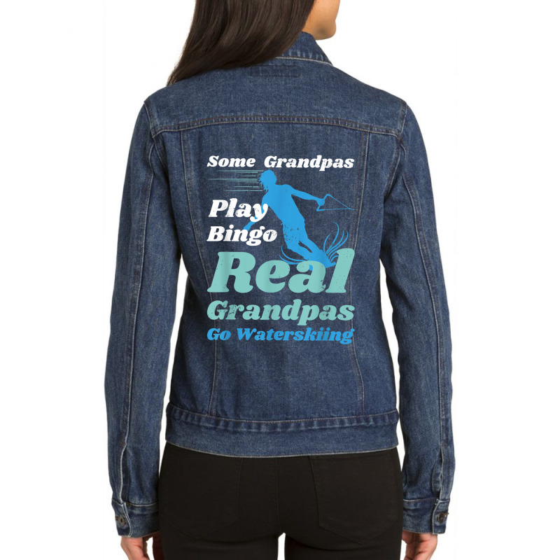 Funny Waterski Some Grandpas Play Bingo Ladies Denim Jacket by ValentinoHoover | Artistshot