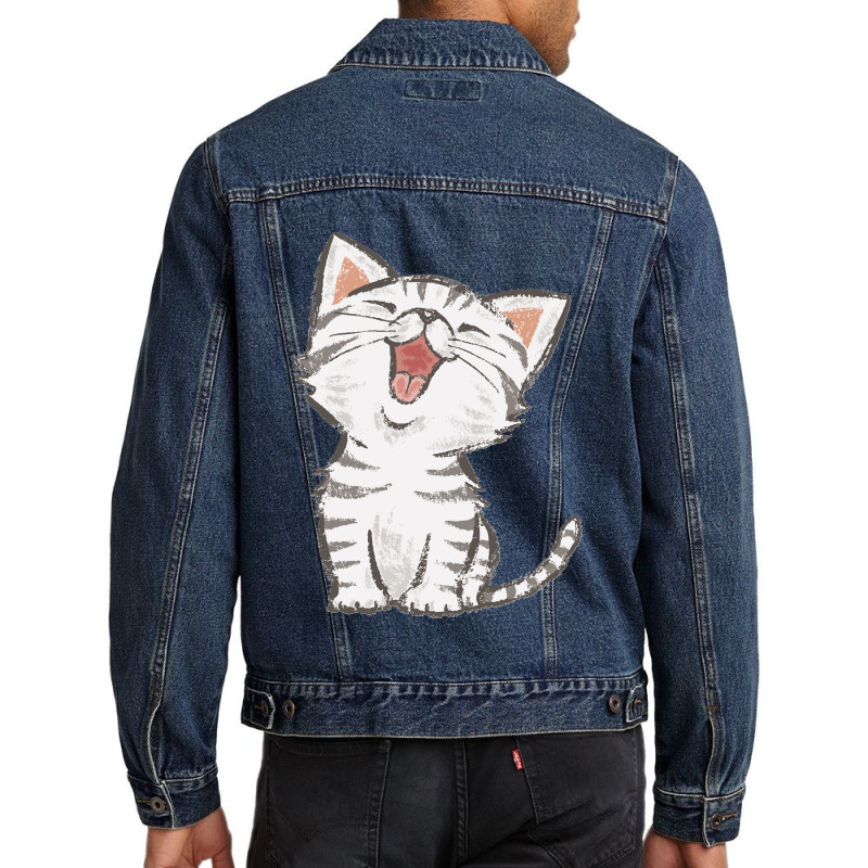 American Shorthair Happy Men Denim Jacket by cm-arts | Artistshot