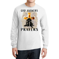 God Jesus Answers Prayers Warrior Men Christian Lion Graphic Long Sleeve Shirts | Artistshot