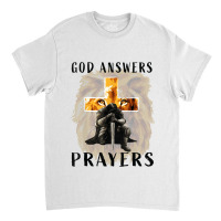 God Jesus Answers Prayers Warrior Men Christian Lion Graphic Classic T-shirt | Artistshot